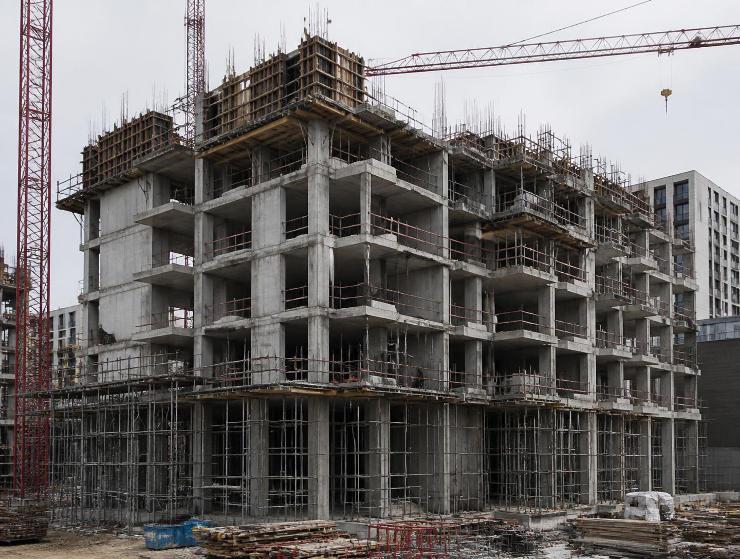 Reinforced concrete frame under construction